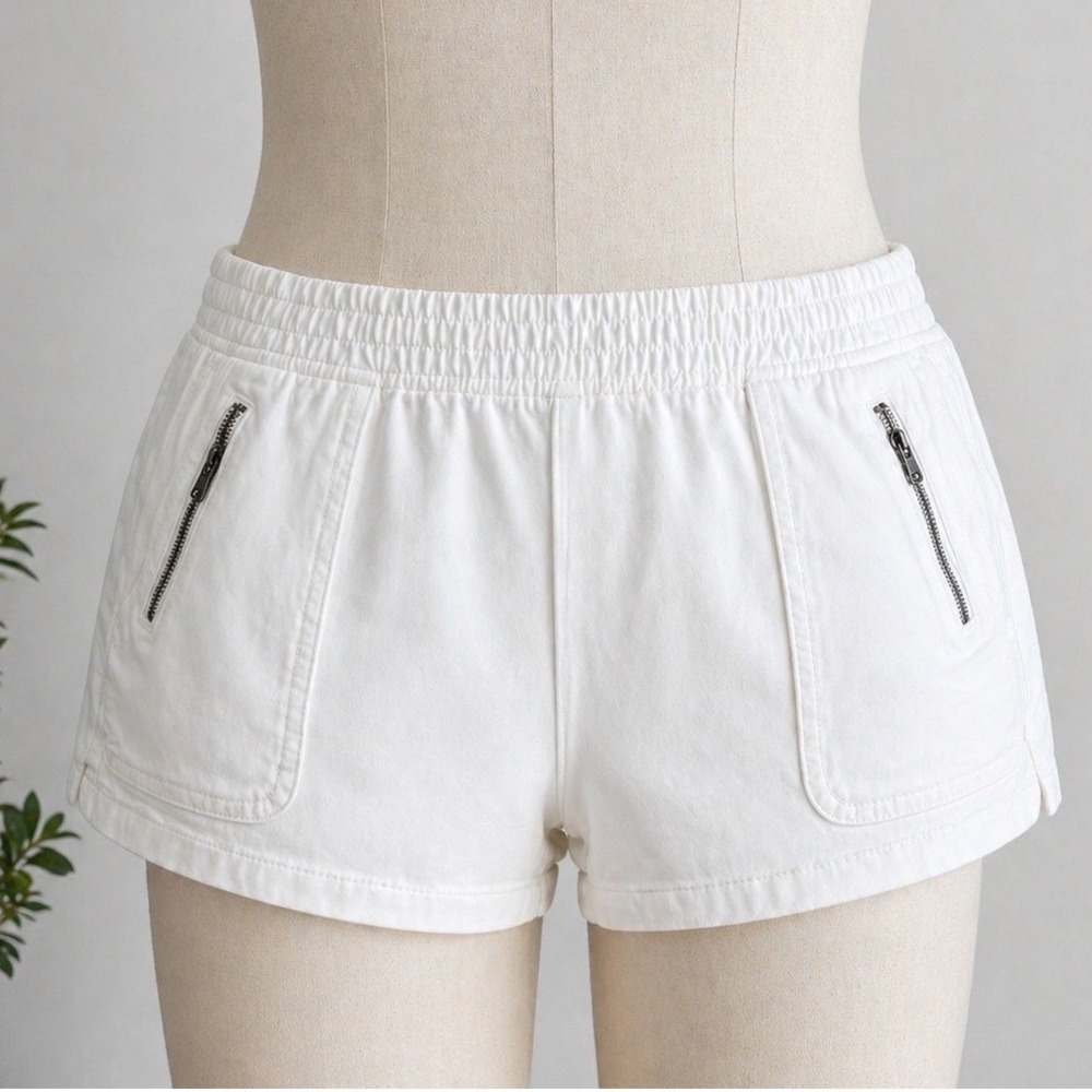 Aerie White Denim Shorts‎ XL High Rise Casual Summer Minimalist Coastal Girl